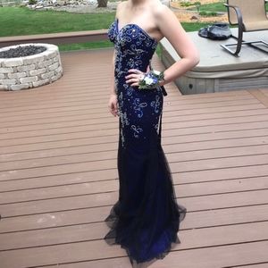Size 4 Sapphire Blue Prom Dress Worn Once